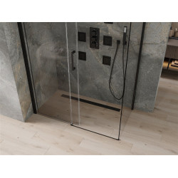 Mexen Omega Zuhanykabin Toló ajtóval    150 x 80 cm,  átlátszó üveg,  fekete  - 825-150-080-70-0 Toló ajtós
