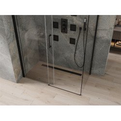Mexen Omega Zuhanykabin Toló ajtóval    150 x 80 cm,  átlátszó üveg,  fekete  - 825-150-080-70-0 Toló ajtós