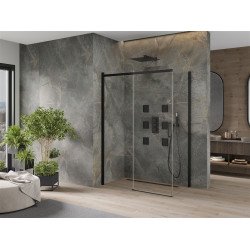Mexen Omega Zuhanykabin Toló ajtóval    150 x 80 cm,  átlátszó üveg,  fekete  - 825-150-080-70-0 Toló ajtós Toló ajtós 406594 Mexen