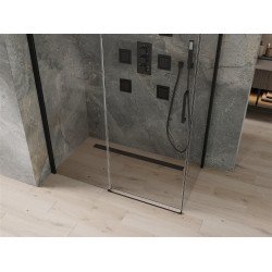 Mexen Omega Zuhanykabin Toló ajtóval    160 x 90 cm,  átlátszó üveg,  fekete  - 825-160-090-70-0 Toló ajtós