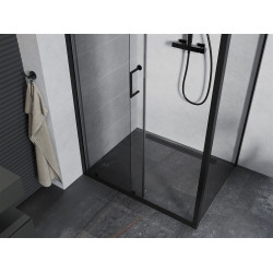 Mexen Apia Zuhanykabin Toló ajtóval    90 x 70 cm,  átlátszó üveg,  fekete  - 840-090-070-70-0 Toló ajtós