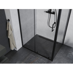 Mexen Apia Zuhanykabin Toló ajtóval    90 x 70 cm,  átlátszó üveg,  fekete  - 840-090-070-70-0 Toló ajtós