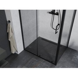 Mexen Apia Zuhanykabin Toló ajtóval    90 x 70 cm,  átlátszó üveg,  fekete  - 840-090-070-70-0 Toló ajtós