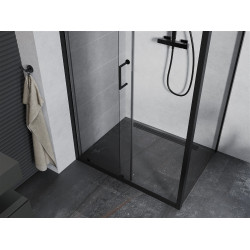 Mexen Apia Zuhanykabin Toló ajtóval    90 x 80 cm,  átlátszó üveg,  fekete  - 840-090-080-70-0 Toló ajtós