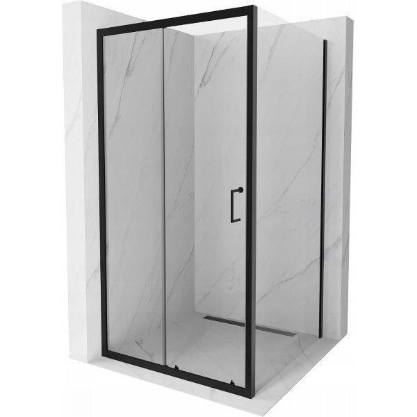 Mexen Apia Zuhanykabin Toló ajtóval    90 x 90 cm,  átlátszó üveg,  fekete  - 840-090-090-70-0 Toló ajtós