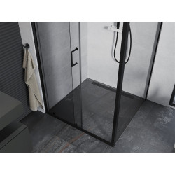 Mexen Apia Zuhanykabin Toló ajtóval    90 x 90 cm,  átlátszó üveg,  fekete  - 840-090-090-70-0 Toló ajtós