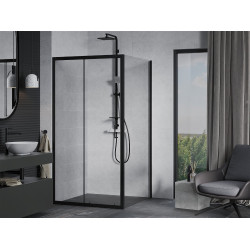 Mexen Apia Zuhanykabin Toló ajtóval    90 x 90 cm,  átlátszó üveg,  fekete  - 840-090-090-70-0 Toló ajtós Toló ajtós 406594 Mexen