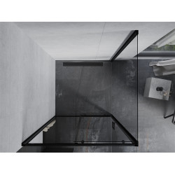 Mexen Apia Zuhanykabin Toló ajtóval    90 x 90 cm,  átlátszó üveg,  fekete  - 840-090-090-70-0 Toló ajtós