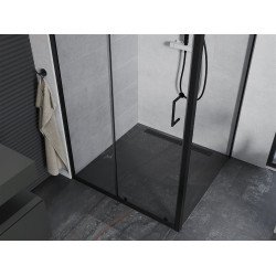 Mexen Apia Zuhanykabin Toló ajtóval    90 x 90 cm,  átlátszó üveg,  fekete  - 840-090-090-70-0 Toló ajtós