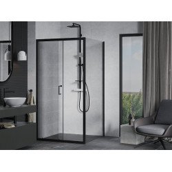 Mexen Apia Zuhanykabin Toló ajtóval    90 x 90 cm,  átlátszó üveg,  fekete  - 840-090-090-70-0 Toló ajtós