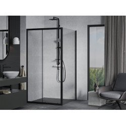 Mexen Apia Zuhanykabin Toló ajtóval    90 x 90 cm,  átlátszó üveg,  fekete  - 840-090-090-70-0 Toló ajtós