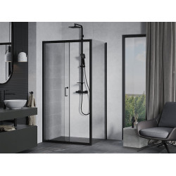 Mexen Apia Zuhanykabin Toló ajtóval    90 x 100 cm,  átlátszó üveg,  fekete  - 840-090-100-70-0 Toló ajtós