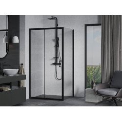 Mexen Apia Zuhanykabin Toló ajtóval    100 x 70 cm,  átlátszó üveg,  fekete  - 840-100-070-70-0 Toló ajtós Toló ajtós 406594 Mexen