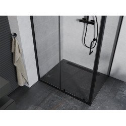 Mexen Apia Zuhanykabin Toló ajtóval    105 x 70 cm,  átlátszó üveg,  fekete  - 840-105-070-70-0 Toló ajtós