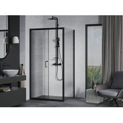 Mexen Apia Zuhanykabin Toló ajtóval    110 x 90 cm,  átlátszó üveg,  fekete  - 840-110-090-70-0 Toló ajtós