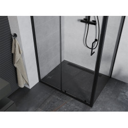 Mexen Apia Zuhanykabin Toló ajtóval    115 x 70 cm,  átlátszó üveg,  fekete  - 840-115-070-70-0 Toló ajtós