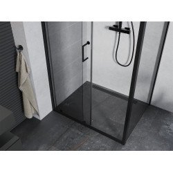 Mexen Apia Zuhanykabin Toló ajtóval    130 x 80 cm,  átlátszó üveg,  fekete  - 840-130-080-70-0 Toló ajtós