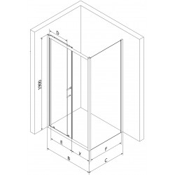 Mexen Apia Zuhanykabin Toló ajtóval    90 x 100 cm,  intim  , króm - 840-090-100-01-2 Toló ajtós