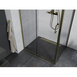 Mexen Apia Zuhanykabin Toló ajtóval    90 x 70 cm,  átlátszó üveg, arany  - 840-090-070-50-0 Toló ajtós