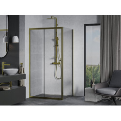 Mexen Apia Zuhanykabin Toló ajtóval    90 x 80 cm,  átlátszó üveg, arany  - 840-090-080-50-0 Toló ajtós Toló ajtós 406594 Mexen