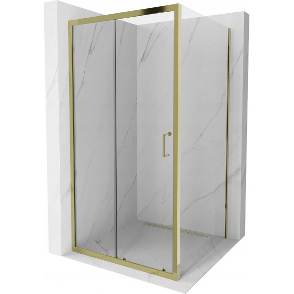 Mexen Apia Zuhanykabin Toló ajtóval    90 x 90 cm,  átlátszó üveg, arany  - 840-090-090-50-0 Toló ajtós