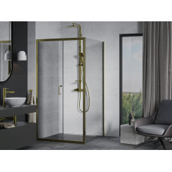 Mexen Apia Zuhanykabin Toló ajtóval    90 x 90 cm,  átlátszó üveg, arany  - 840-090-090-50-0 Toló ajtós