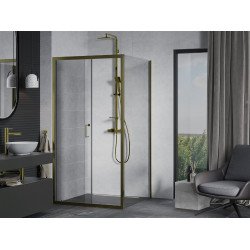 Mexen Apia Zuhanykabin Toló ajtóval    90 x 90 cm,  átlátszó üveg, arany  - 840-090-090-50-0 Toló ajtós