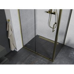 Mexen Apia Zuhanykabin Toló ajtóval    100 x 70 cm,  átlátszó üveg, arany  - 840-100-070-50-0 Toló ajtós