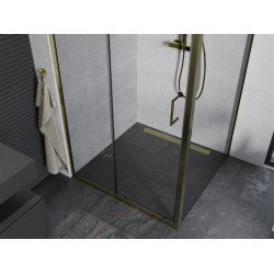 Mexen Apia Zuhanykabin Toló ajtóval    100 x 100 cm,  átlátszó üveg, arany  - 840-100-100-50-0 Toló ajtós