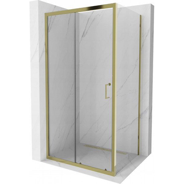 Mexen Apia Zuhanykabin Toló ajtóval    105 x 90 cm,  átlátszó üveg, arany  - 840-105-090-50-0 Toló ajtós