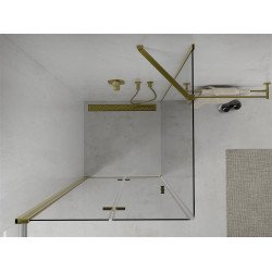 Mexen Lima  Zuhanykabin Csukló ajtóval  70 x 70 cm,  átlátszó üveg, arany  - 856-070-070-50-00 Csukló ajtós