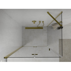 Mexen Lima  Zuhanykabin Csukló ajtóval  80 x 90 cm,  átlátszó üveg, arany  - 856-080-090-50-00 Csukló ajtós