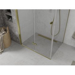 Mexen Lima  Zuhanykabin Csukló ajtóval  80 x 90 cm,  átlátszó üveg, arany  - 856-080-090-50-00 Csukló ajtós