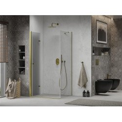 Mexen Lima  Zuhanykabin Csukló ajtóval  80 x 90 cm,  átlátszó üveg, arany  - 856-080-090-50-00 Csukló ajtós