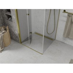 Mexen Lima  Zuhanykabin Csukló ajtóval  90 x 90 cm,  átlátszó üveg, arany  - 856-090-090-50-00 Csukló ajtós