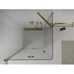 Mexen Lima  Zuhanykabin Csukló ajtóval  90 x 90 cm,  átlátszó üveg, arany  - 856-090-090-50-00 Csukló ajtós