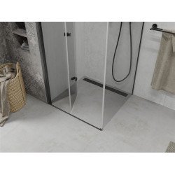 Mexen Lima  Zuhanykabin Csukló ajtóval  70 x 70 cm,  átlátszó üveg, fekete  - 856-070-070-70-00 Csukló ajtós