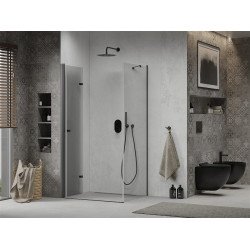 Mexen Lima  Zuhanykabin Csukló ajtóval  70 x 90 cm,  átlátszó üveg, fekete  - 856-070-090-70-00 Csukló ajtós