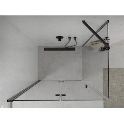 Mexen Lima  Zuhanykabin Csukló ajtóval  70 x 120 cm,  átlátszó üveg, fekete  - 856-070-120-70-00 Csukló ajtós