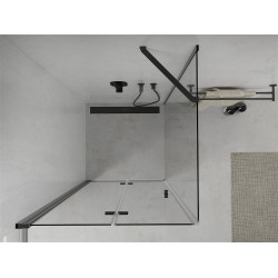 Mexen Lima  Zuhanykabin Csukló ajtóval  80 x 80 cm,  átlátszó üveg, fekete  - 856-080-080-70-00 Csukló ajtós