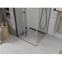 Mexen Lima  Zuhanykabin Csukló ajtóval  80 x 80 cm,  átlátszó üveg, fekete  - 856-080-080-70-00 Csukló ajtós
