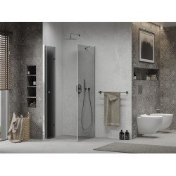 Mexen Lima  Zuhanykabin Csukló ajtóval  90 x 90 cm, grafit, króm - 856-090-090-01-40 Csukló ajtós