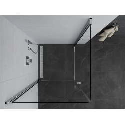Mexen Pretoria Duo  Zuhanykabin Nyiló ajtóval   90 x 90 cm,  átlátszó üveg, króm - 852-090-090-02-0 DUO zuhanykabin