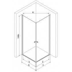 Mexen Pretoria Duo  Zuhanykabin Nyiló ajtóval   90 x 90 cm,  átlátszó üveg, króm - 852-090-090-02-0 DUO zuhanykabin