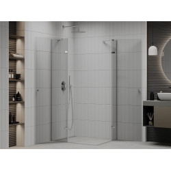 Mexen Roma Duo  Zuhanykabin Nyiló ajtóval   90 x 80 cm,  átlátszó üveg, króm - 854-090-080-02-0 DUO zuhanykabin