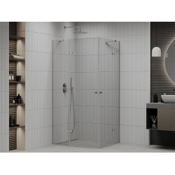 Mexen Roma Duo  Zuhanykabin Nyiló ajtóval   90 x 80 cm,  átlátszó üveg, króm - 854-090-080-02-0 DUO zuhanykabin