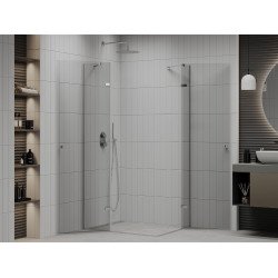 Mexen Roma Duo  Zuhanykabin Nyiló ajtóval   90 x 80 cm,  átlátszó üveg, króm - 854-090-080-02-0 DUO zuhanykabin
