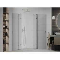 Mexen Roma Duo  Zuhanykabin Nyiló ajtóval   90 x 90 cm,  átlátszó üveg, króm - 854-090-090-02-0 DUO zuhanykabin