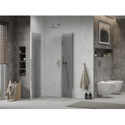 Mexen Lima Duo  Zuhanykabin Csukló ajtóval   90 x 80 cm,  átlátszó üveg, króm - 856-090-080-02-0 DUO zuhanykabin