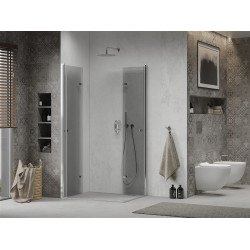 Mexen Lima Duo  Zuhanykabin Csukló ajtóval   90 x 80 cm,  átlátszó üveg, króm - 856-090-080-02-0 DUO zuhanykabin